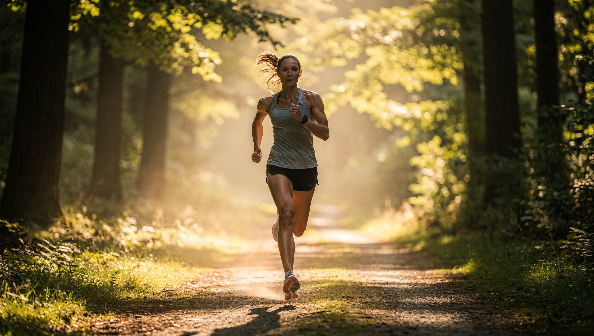 Active adult running outdoors