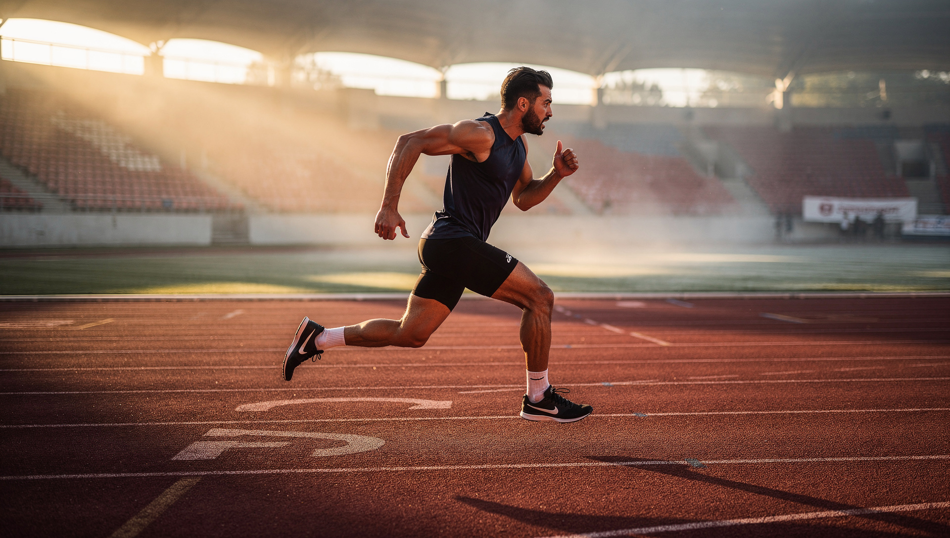 Athlete sprinting on a track